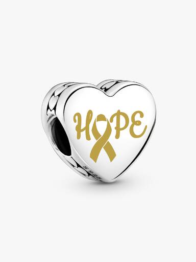 Hope Gold Ribbon Heart Charm