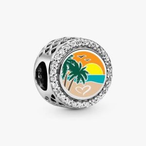 Engravable Beach Heart Scene Charm