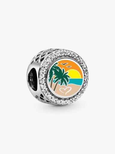 Engravable Beach Heart Scene Charm