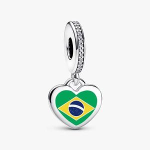 Brazil Flag Heart Charm