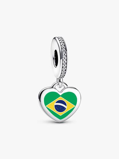 Brazil Flag Heart Charm