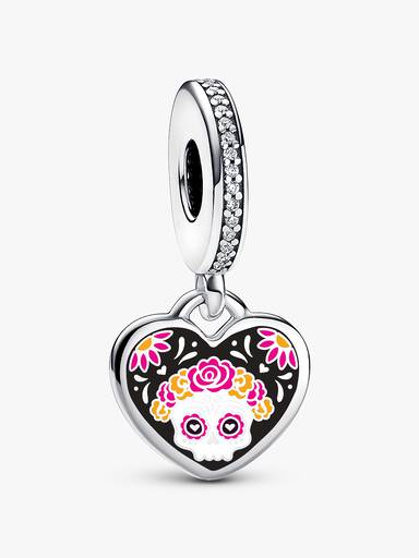 Day of the Dead Sugar Skull Heart Dangle Charm