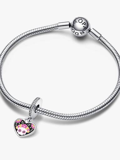 Day of the Dead Sugar Skull Heart Dangle Charm - Image 3
