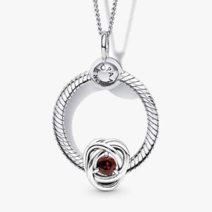 January Birthstone Eternity Circle O Pendant Set