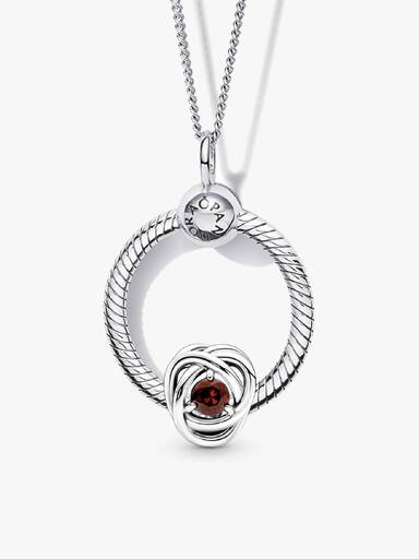 January Birthstone Eternity Circle O Pendant Set