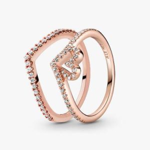 Full of Love and Sparkle Wishbone Ring Set
