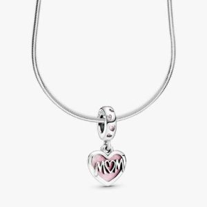 Script Heart Mom Necklace Set