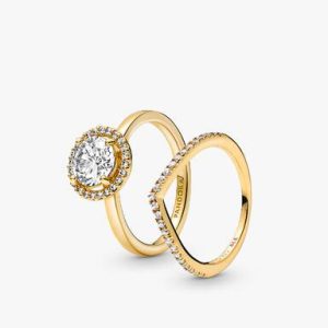 Halo of Gold Sparkling Wishbone Ring Set