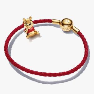Winnie the Pooh Red and Gold Leather Bracelet Set