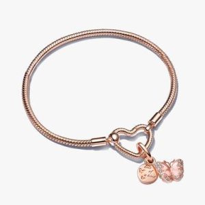 One of a Kind Rose Heart Charm Bracelet Set