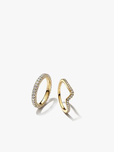 Pandora Timeless Pavé & Sparkling Wave Ring Set