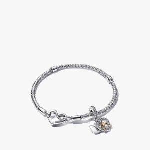 Two-tone Happy Anniversary Charm & Bracelet Set