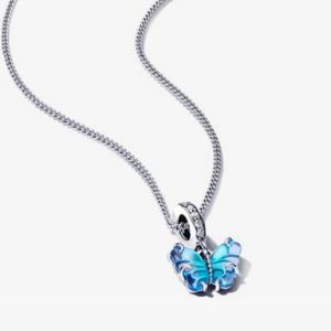 Blue Murano Glass Butterfly Necklace Set