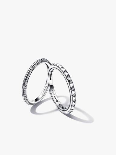 Pandora ME Pyramids & Pavé Ring Set