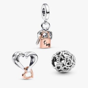 Love Lock and Key Charm Trio