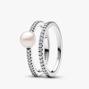 Treated Freshwater Cultured Pearl Ring Band Set