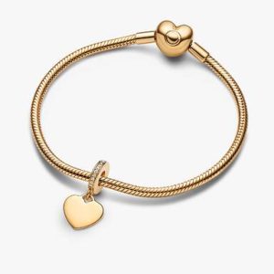 Engravable Heart Tag Dangle Charm Bracelet Set