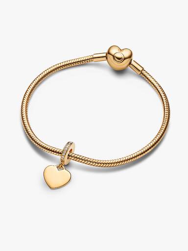 Engravable Heart Tag Dangle Charm Bracelet Set