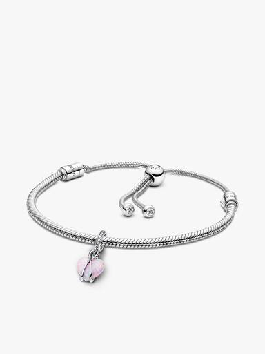 Mom Opalescent Heart Dangle Charm Bracelet Set