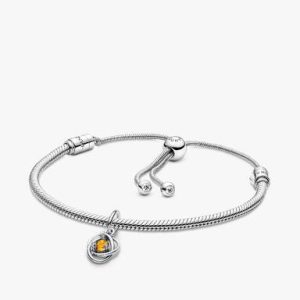November Eternity Circle Dangle Charm Bracelet Set