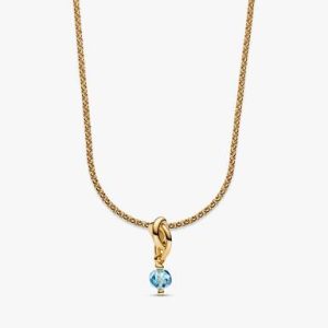 March Eternity Circle Dangle Charm Necklace Set