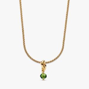 August Eternity Circle Dangle Charm Necklace Set