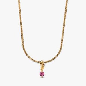 October Eternity Circle Dangle Charm Necklace Set