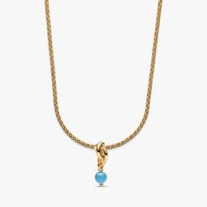 December Eternity Circle Dangle Charm Necklace Set