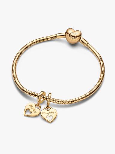 Mother-Daughter Splittable Heart Charm Bracelet Set