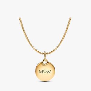 Engravable Round Tag Dangle Charm Necklace Set