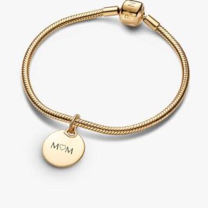Engravable Round Tag Dangle Charm Bracelet Set