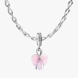 Opalescent Heart Charm Necklace Set