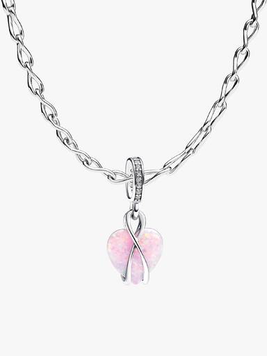 Opalescent Heart Charm Necklace Set