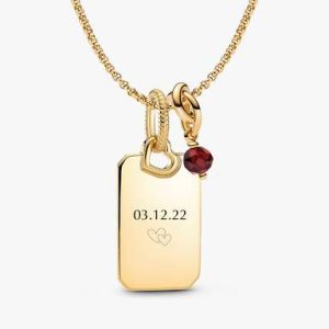 January Engravable Dangle Charm Necklace Set
