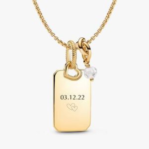 April Engravable Dangle Charm Necklace Set
