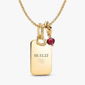 July Engravable Dangle Charm Necklace Set