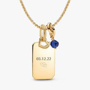 September Engravable Dangle Charm Necklace Set