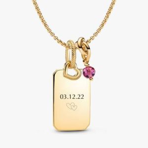 October Engravable Dangle Charm Necklace Set