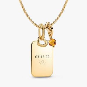 November Engravable Dangle Charm Necklace Set