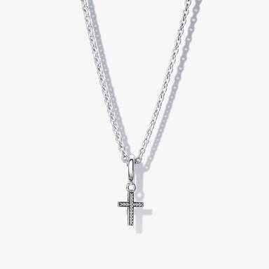 Sparkling Cross Pendant Necklace Set