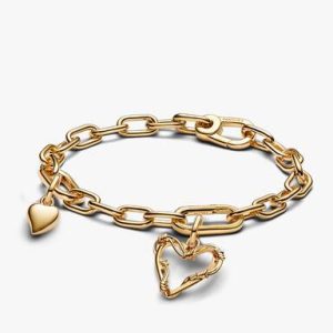 Golden Barbed Wire Heart Bracelet Set
