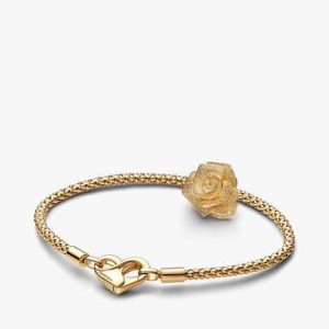 Golden Rose in Bloom Charm Bracelet Set