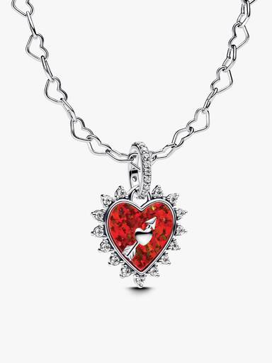 Spinnable Arrow Heart Charm Necklace