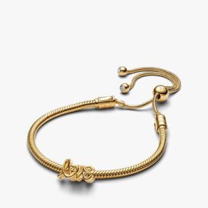 Golden Love Script Charm Bracelet Set