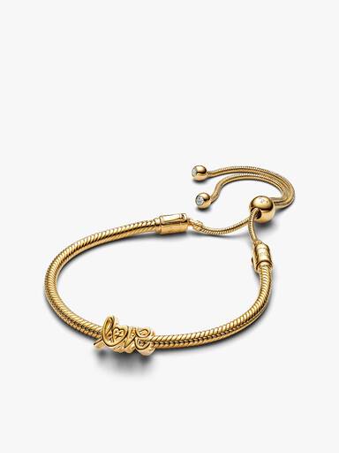 Golden Love Script Charm Bracelet Set