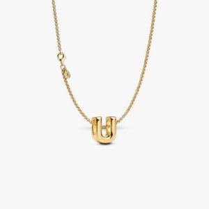 Letter U Charm Necklace
