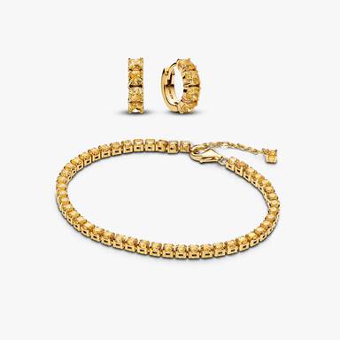 Sparkling Yellow Bracelet and Earring Set