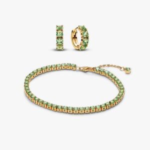 Sparkling Green Bracelet and Earring Set