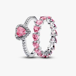 Pink Heart to Hearts Ring Set