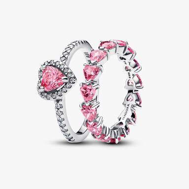 Pink Heart to Hearts Ring Set